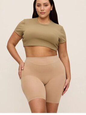 NEW The Thigh Society The WhispAir Cooling Anti-Chafe Slip Short Almond 7" M/L